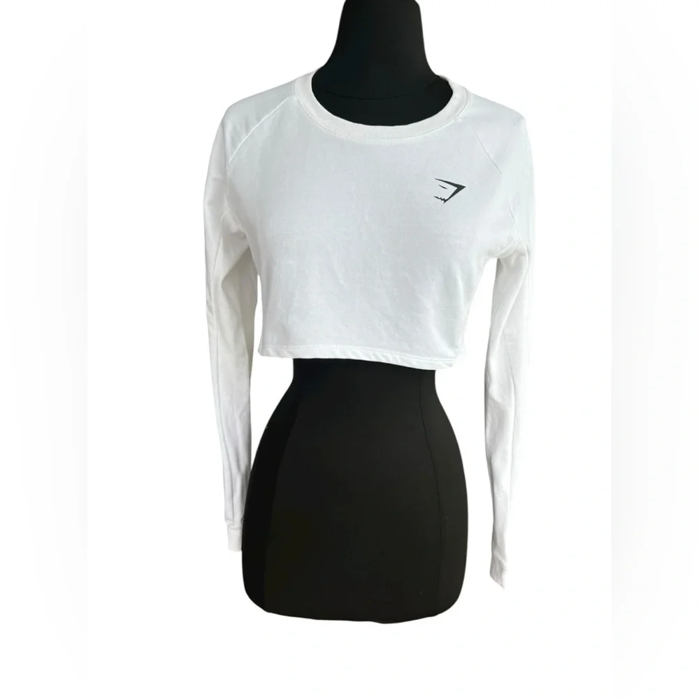 Gymshark Training Cropped Sweater White Athleisure Activewear Women’s XS